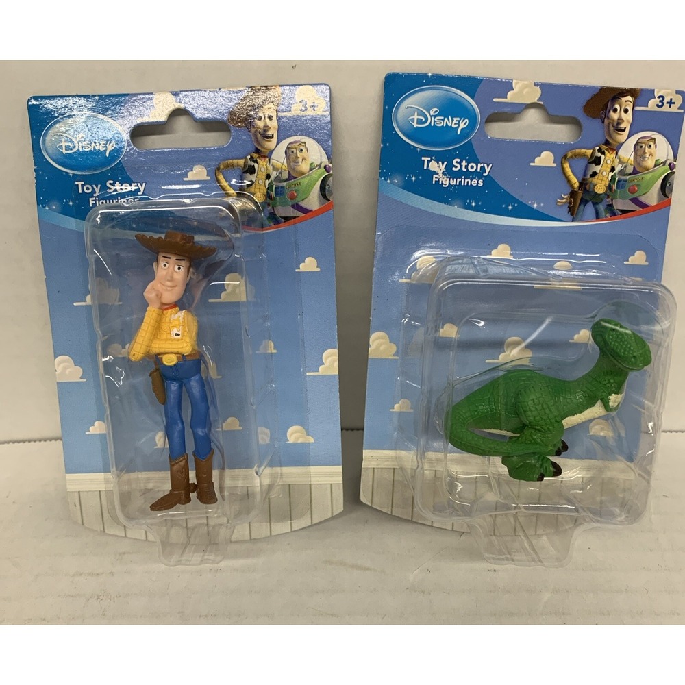 Lot Of 2 Disney Pixar Toy Story Mini Figurines Woody & Rex Pic, New!